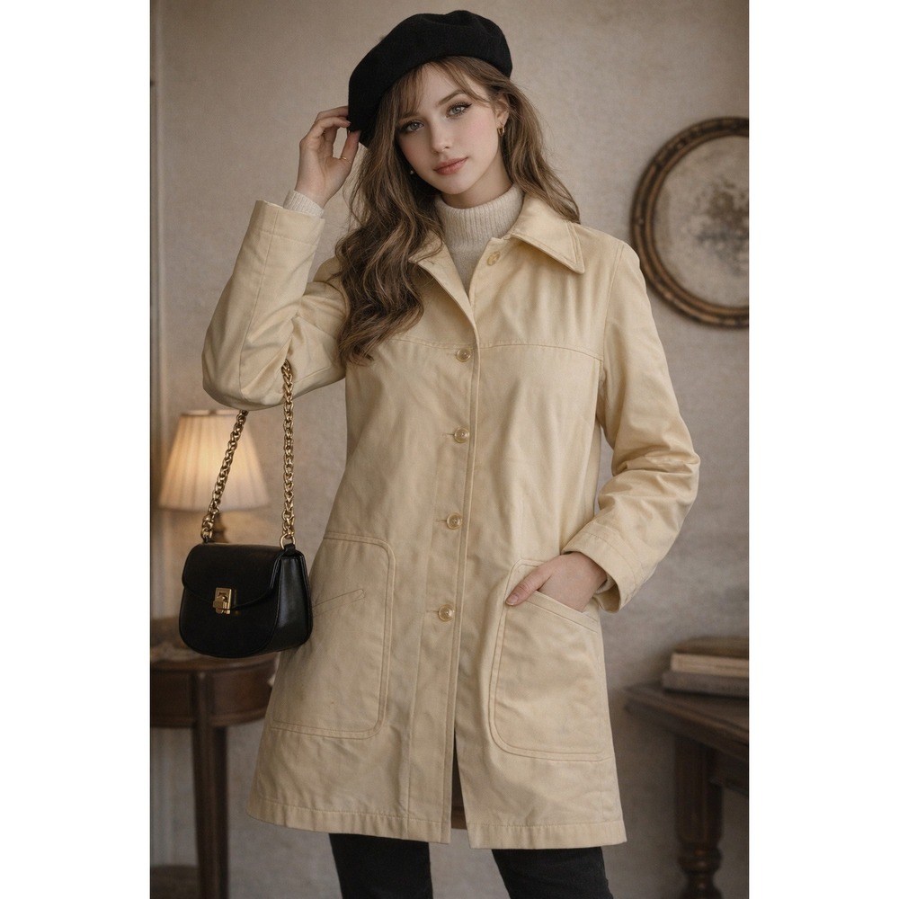 Vintage Misty Harbor Tan Rain Coat Jacket Womens 12 Reg Zepel Repellent USA Made